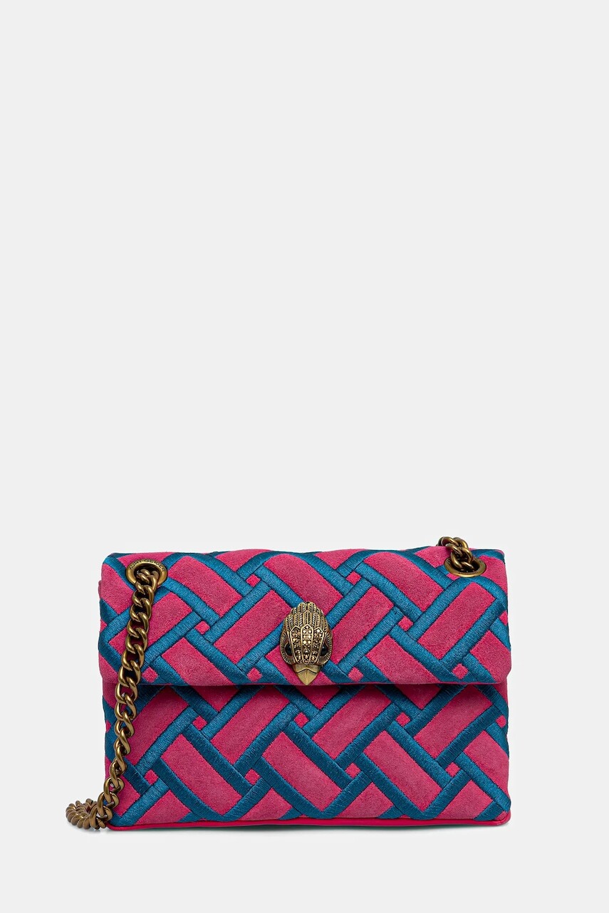 Kožená kabelka Kurt Geiger London MINI KENSINGTON ružová farba, 5017657219