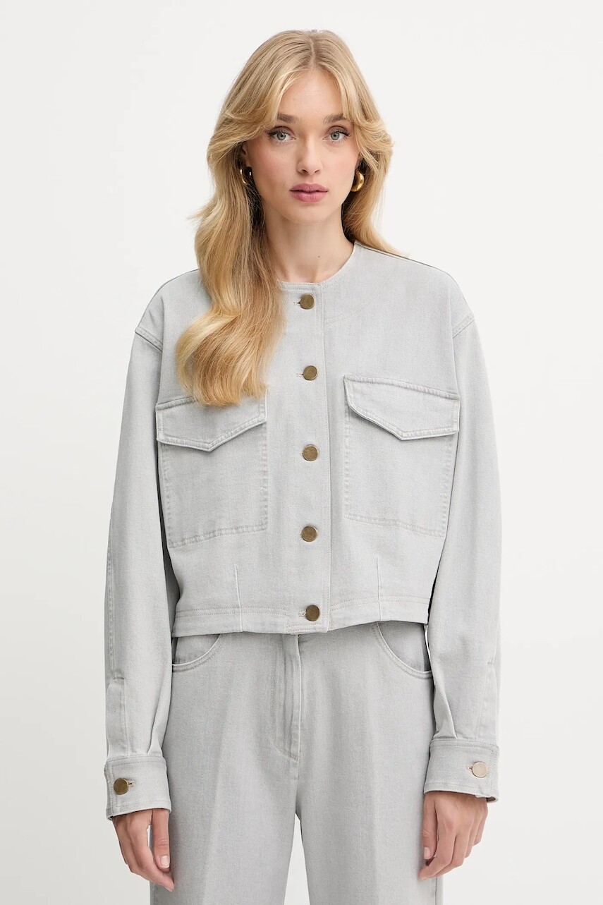 Rifľová bunda Forte Forte šedá farba, prechodná, oversize, 14029.my.shirt