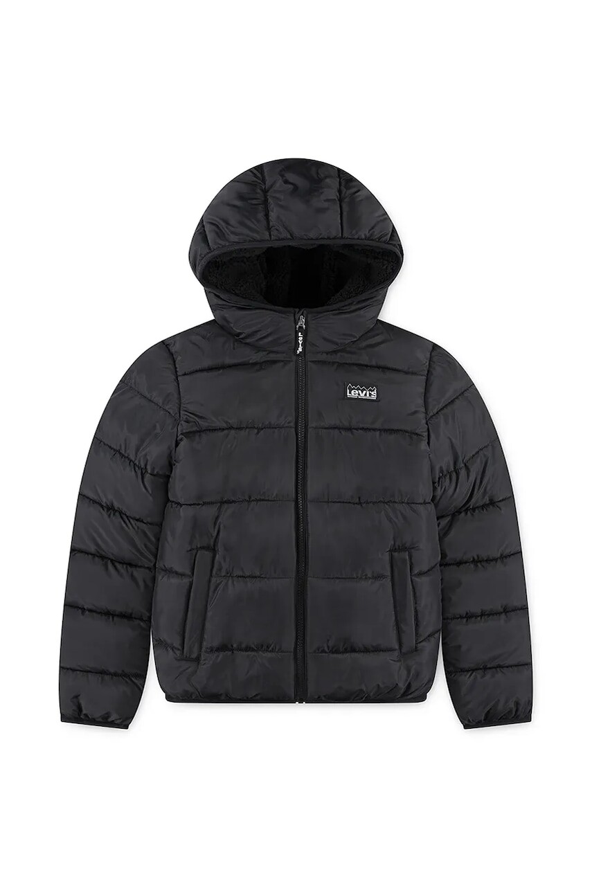 Detská bunda Levi's SHERPA LINED MDWT PUFFER čierna farba, 9EN628