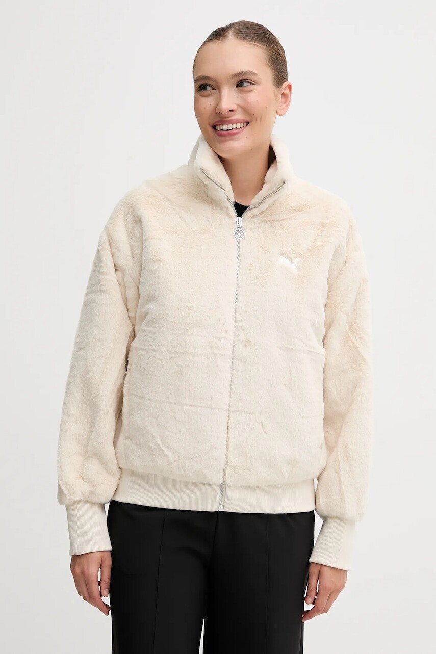 Bunda Puma béžová farba, prechodná, oversize, 632169