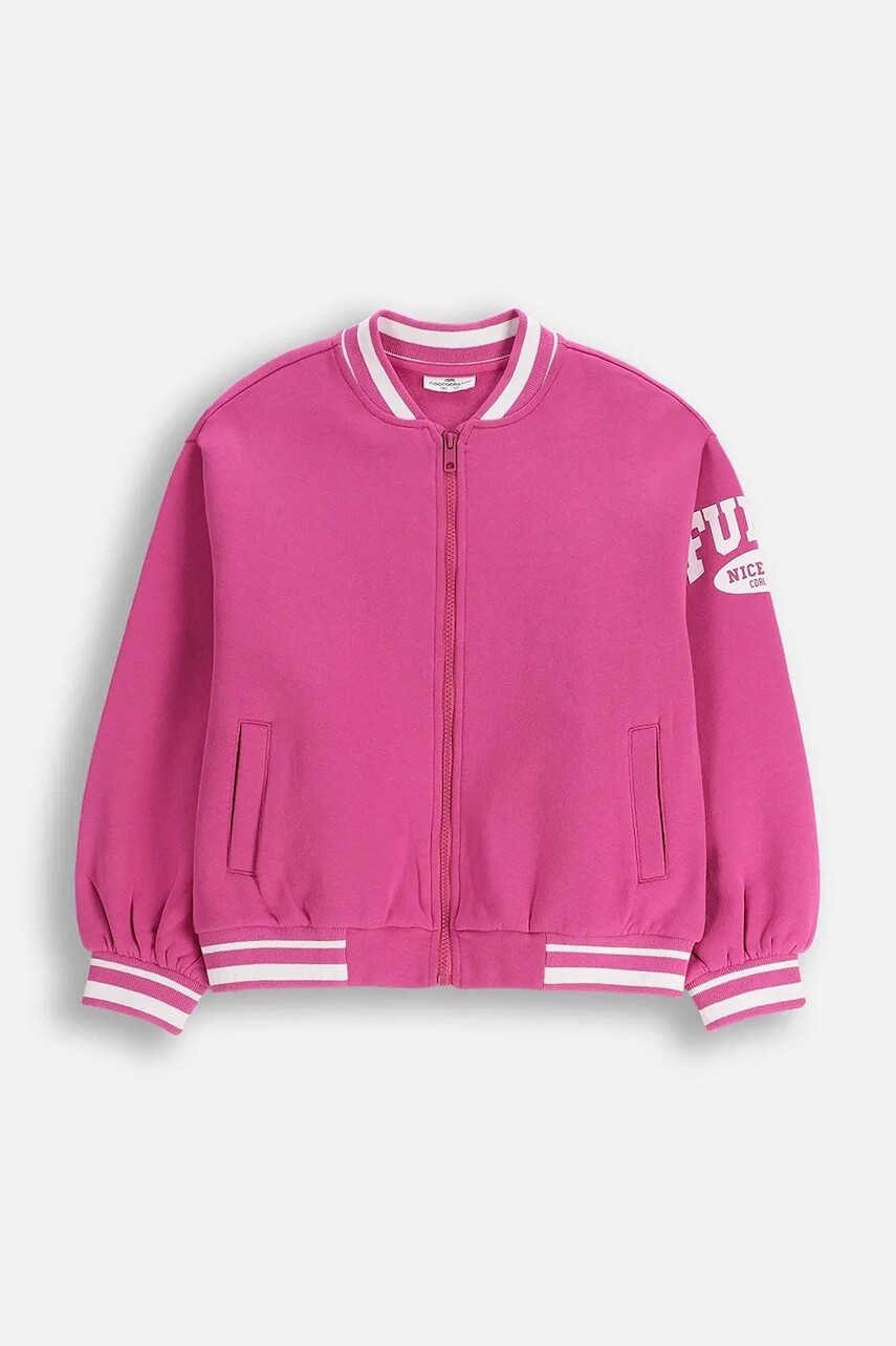 Detská mikina Coccodrillo ružová farba, s nášivkou, EVERYDAY GIRL A