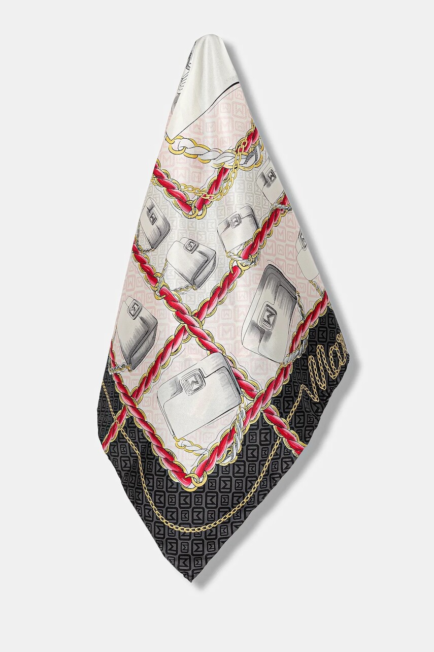 Hodvábna šatka Marella biela farba, vzorovaná, 2523546076200