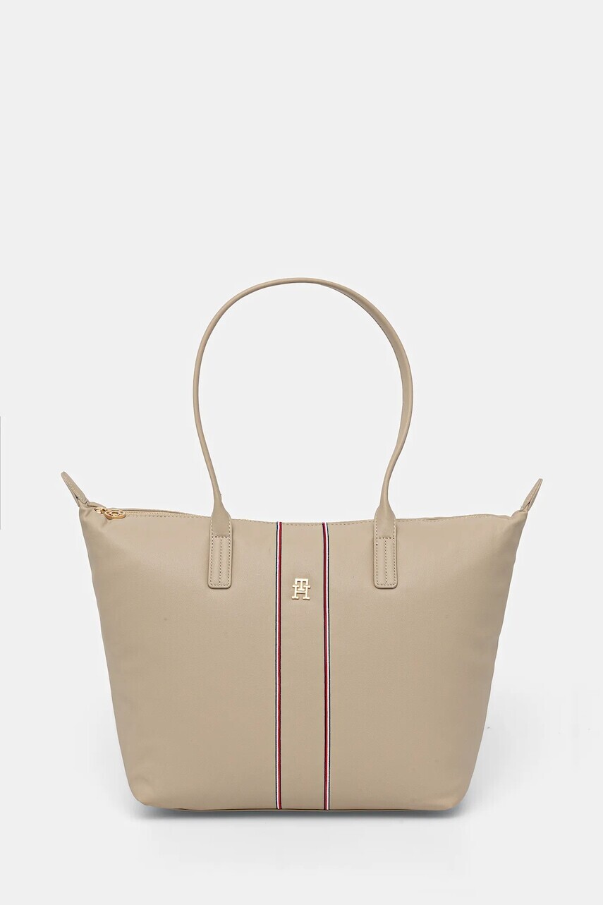 Kabelka Tommy Hilfiger béžová farba, AW0AW17999