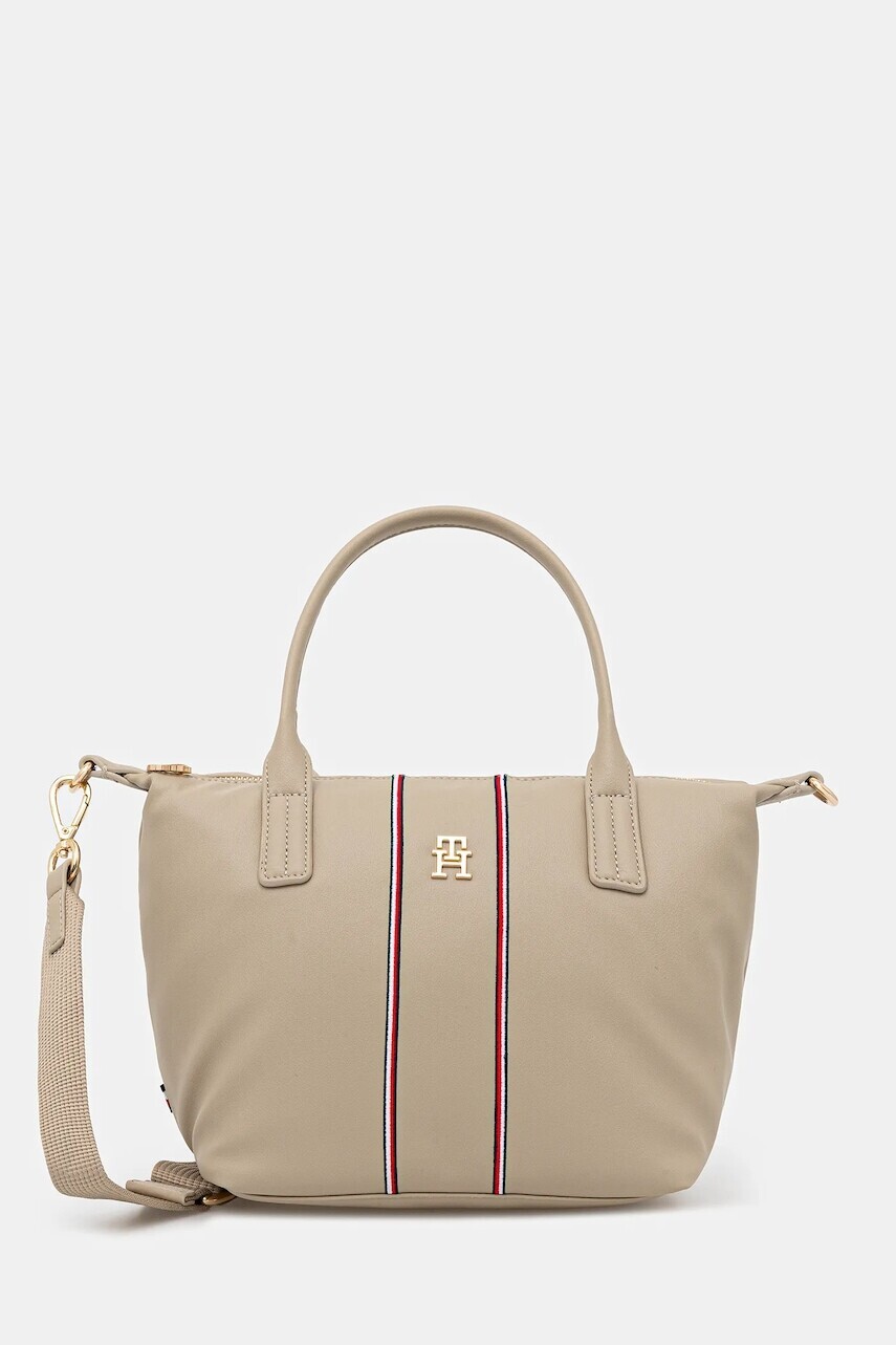 Kabelka Tommy Hilfiger béžová farba, AW0AW17998