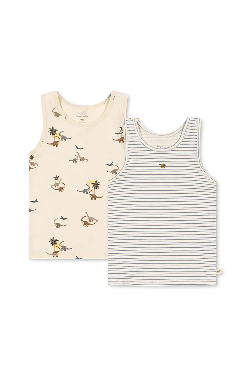 Detský top Konges Sløjd BASIC 2 PACK TANKTOP GOTS 2-pak béžová farba, vzorovaný, KS103697