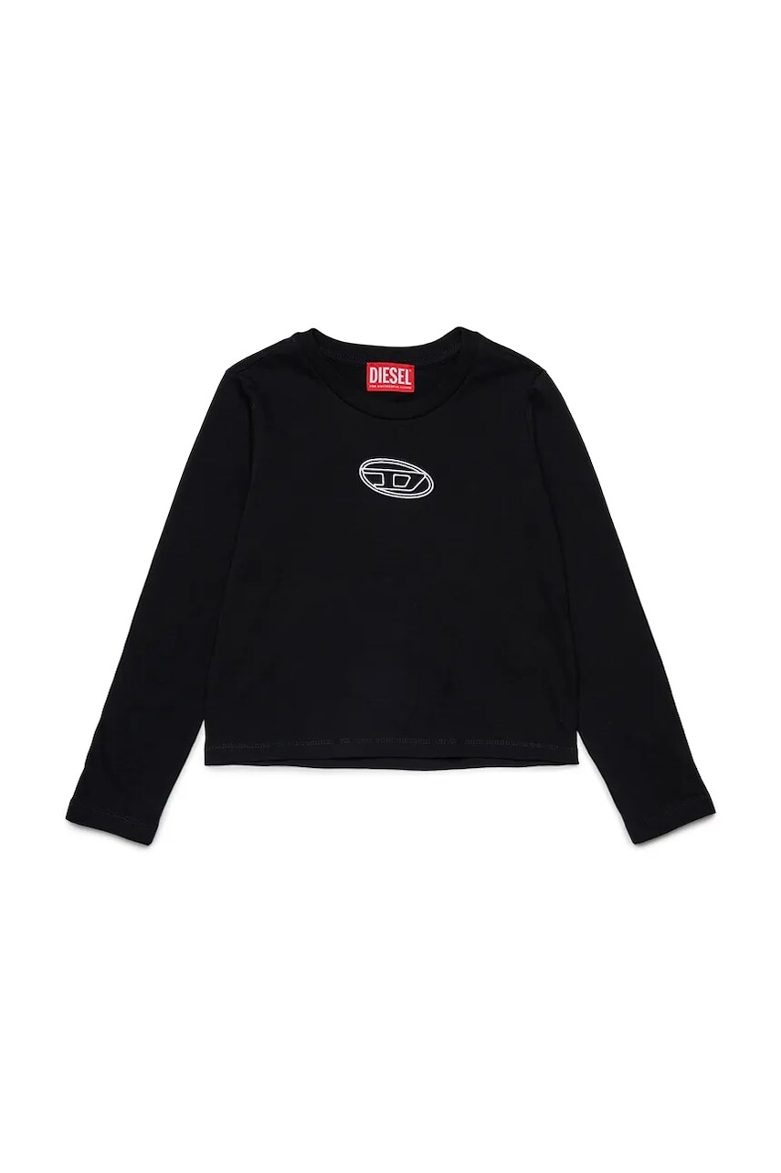 Detská bavlnená košeľa s dlhým rukávom Diesel TIVALSYLS T-SHIRT čierna farba, J02431