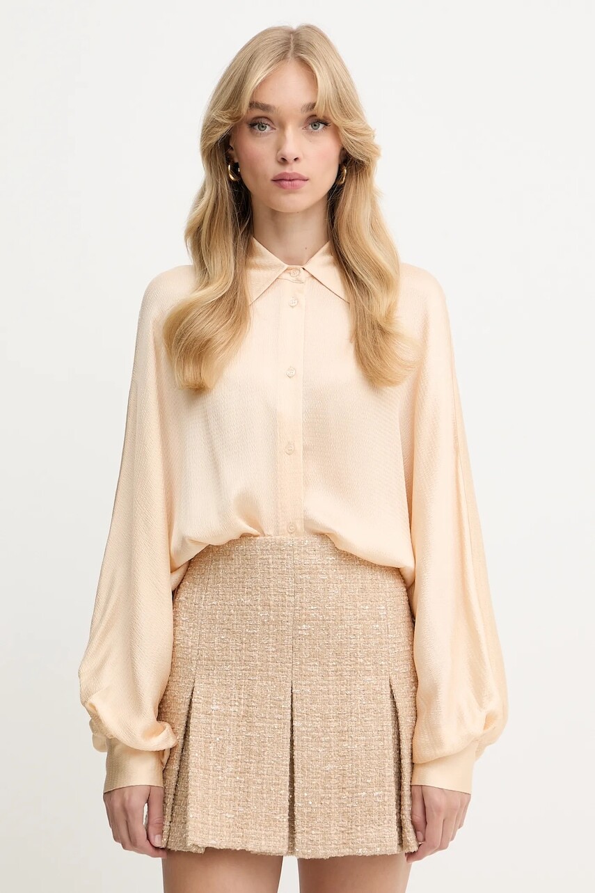 Košeľa Twinset béžová farba, voľný strih, s klasickým golierom, 252TP2362