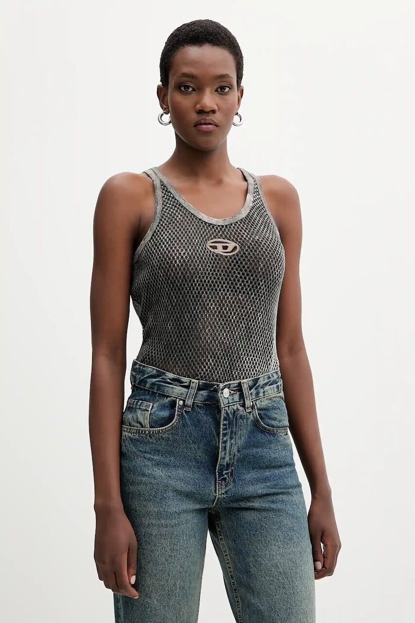 Bavlnený top Diesel ILENIA-UTLT šedá farba, A19573.0HGBA