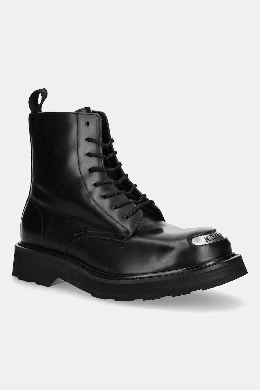 Kožené členkové topánky Kenzo Smile Lace Up Boots čierna farba, FF65BT111L52.99