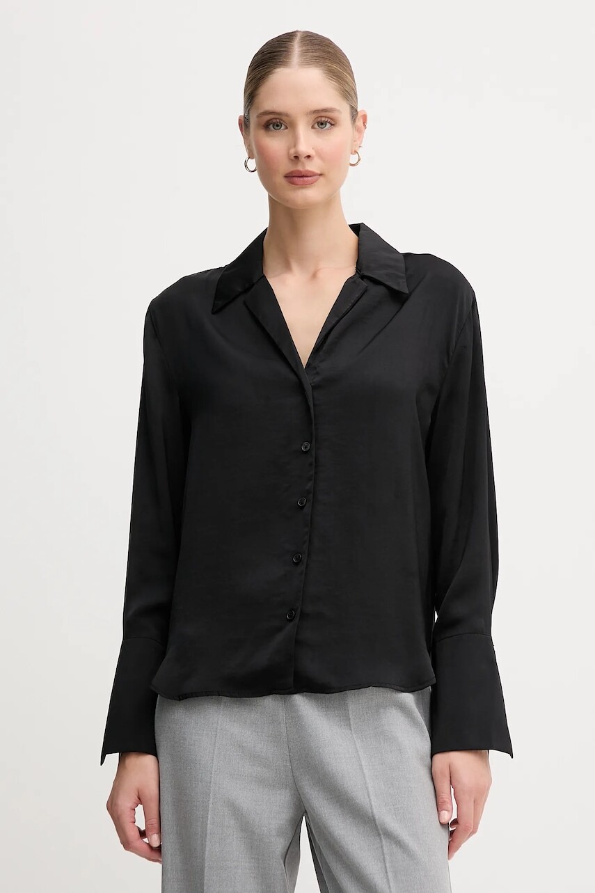 Košeľa Dkny čierna farba, regular, s klasickým golierom, DJ5W2125