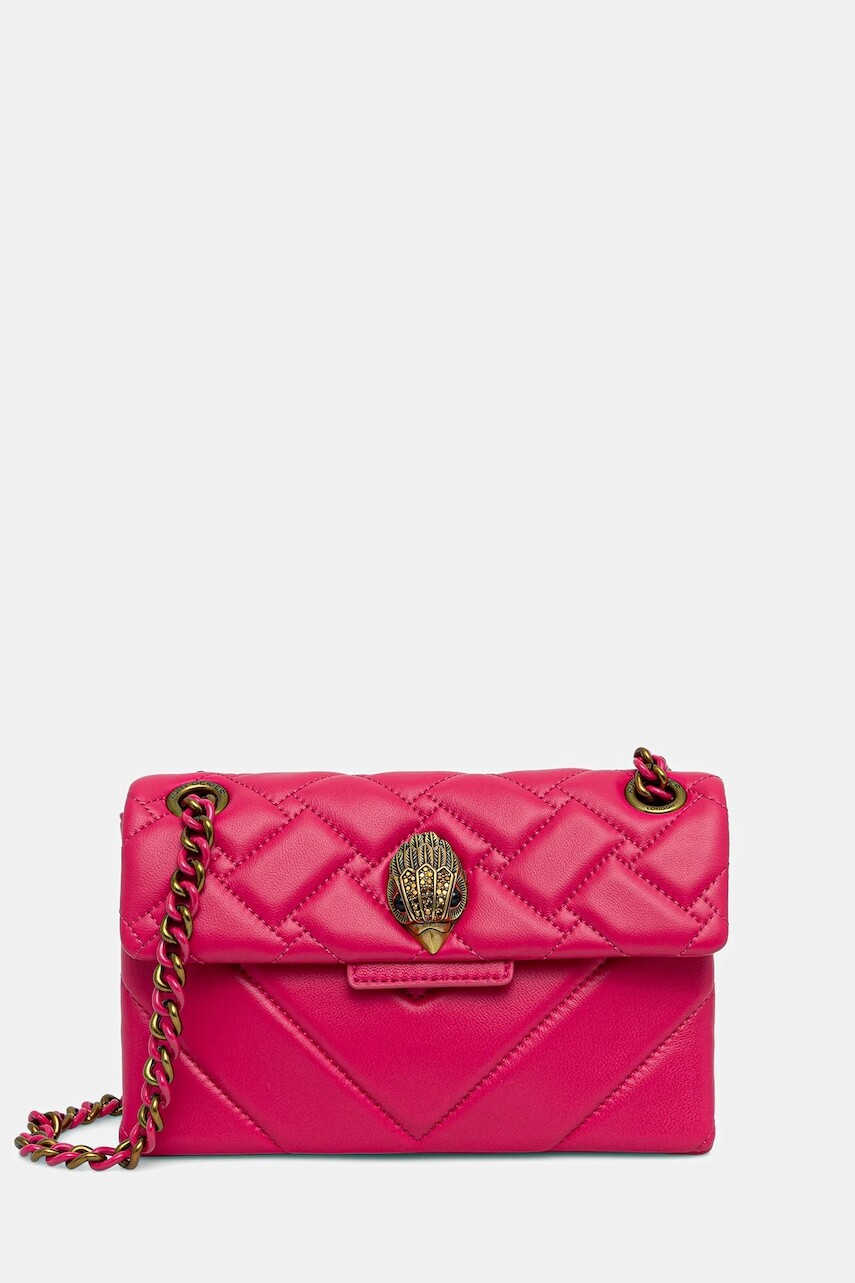 Kožená kabelka Kurt Geiger London MINI KENSINGTON ružová farba, 5017357109