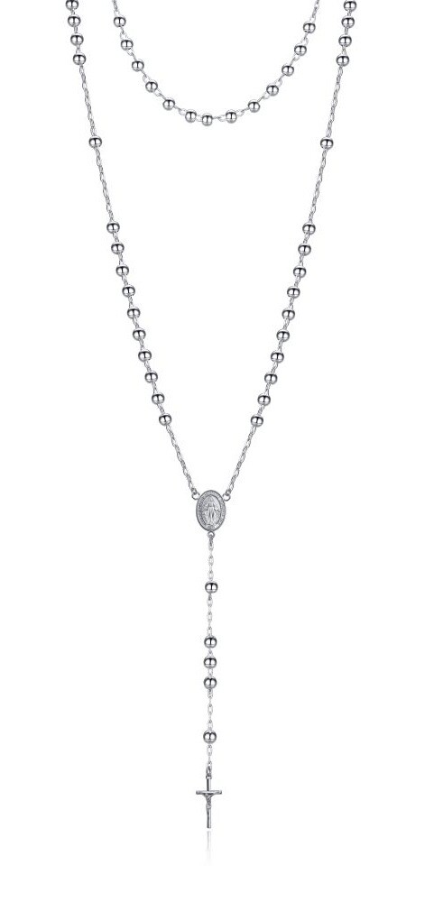 MOISS Dlhý strieborný náhrdelník Ruženec N0000703
