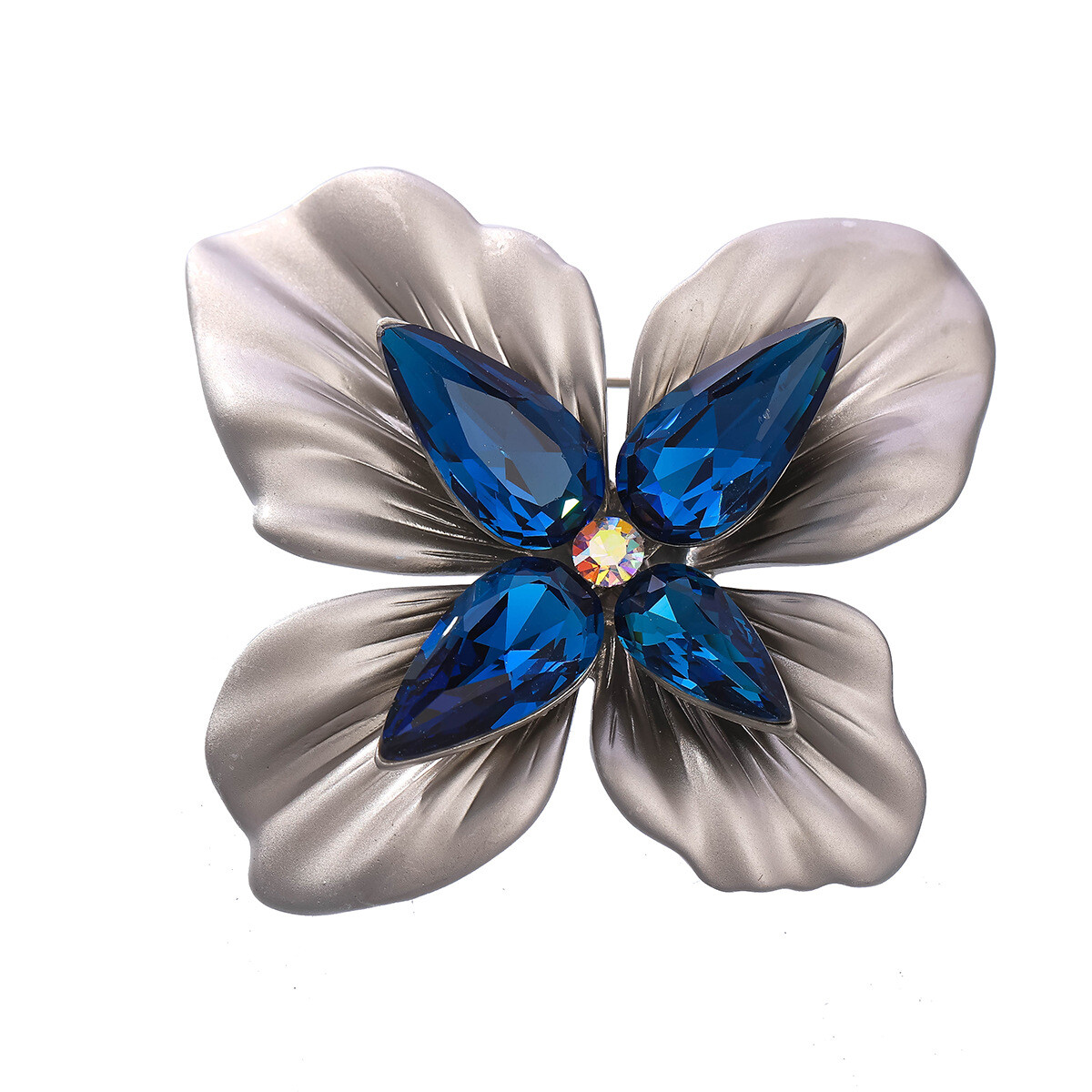 Troli Originálna brošňa s modrými kryštálmi Kvet Silver