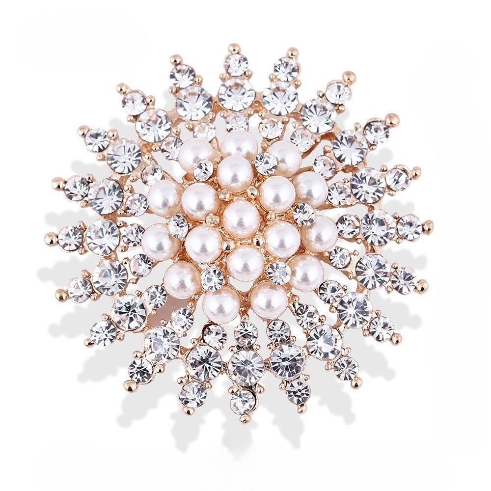 Troli Trblietavá brošňa s kryštálmi a umelými perlami Gold