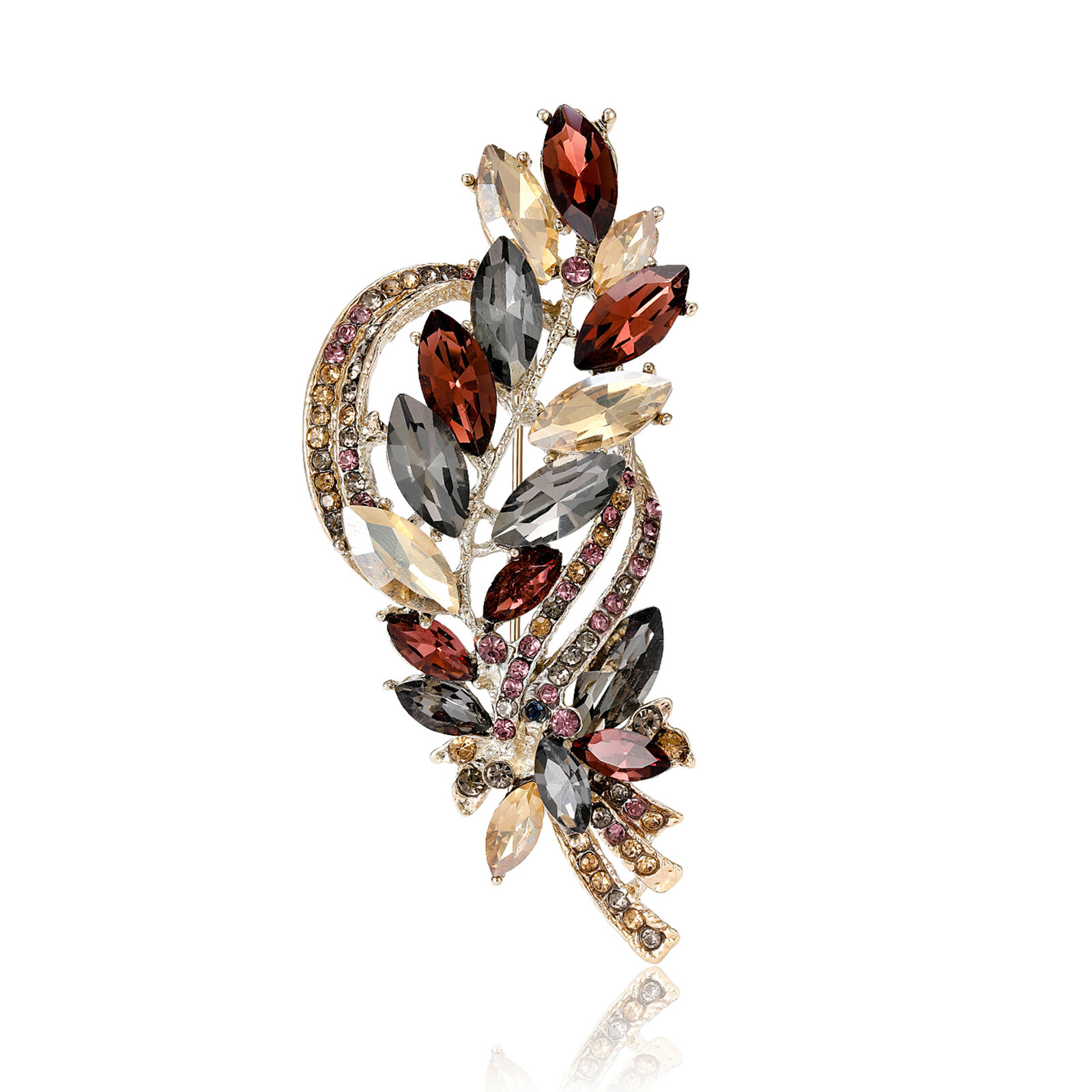 Troli Očarujúca brošňa s farebnými kryštálmi Vetvička Gold