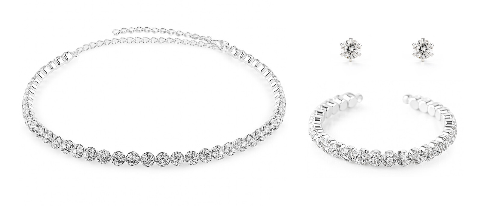 Troli Trblietavá sada dámskych šperkov s kryštálmi (náhrdelník, náramok, náušnice)