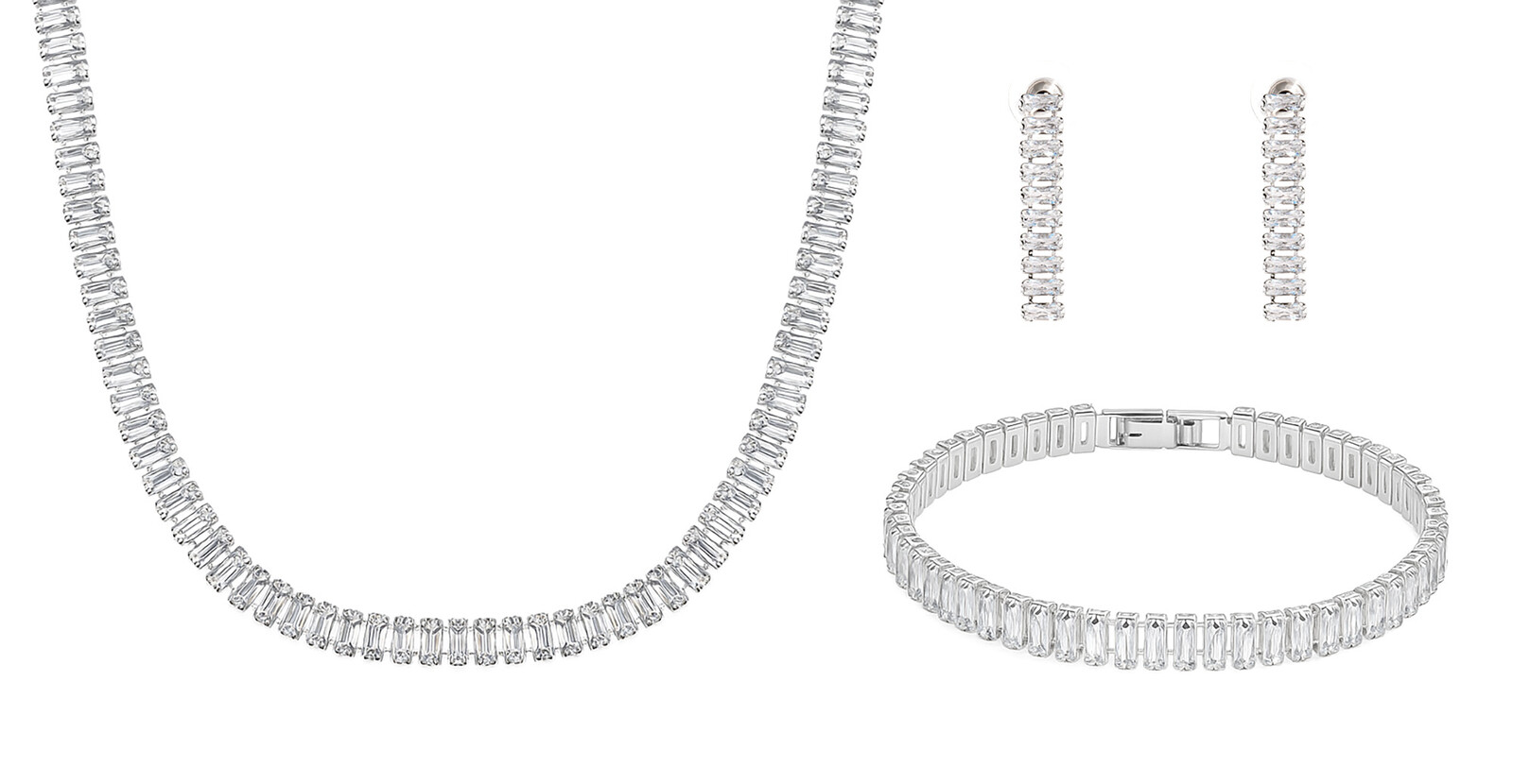 Troli Dámska sada tenisových šperkov s čírymi kryštálmi (náhrdelník, náramok, náušnice)
