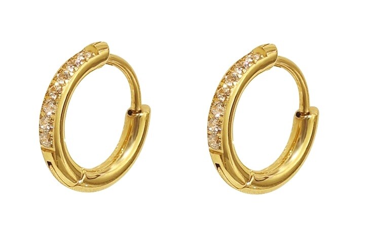 Troli Kruhové náušnice z pozlátenej ocele so zirkónmi VHLLE2008G