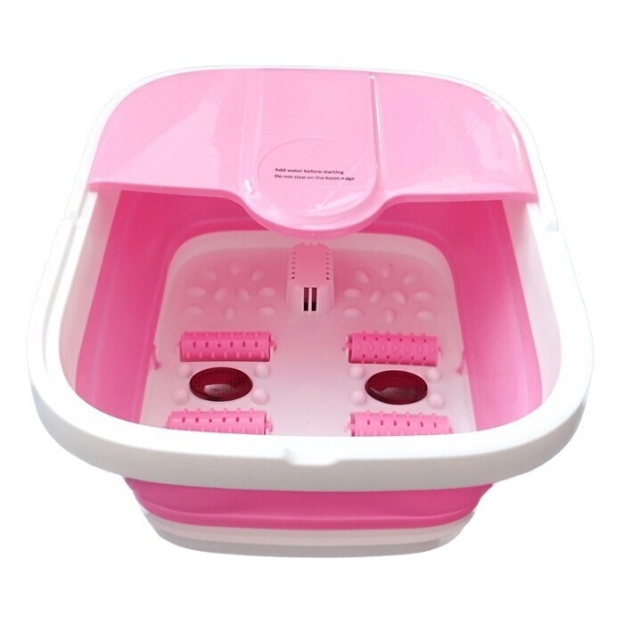 Skladací masážní vanička na nohy s ohřevem, růžová
