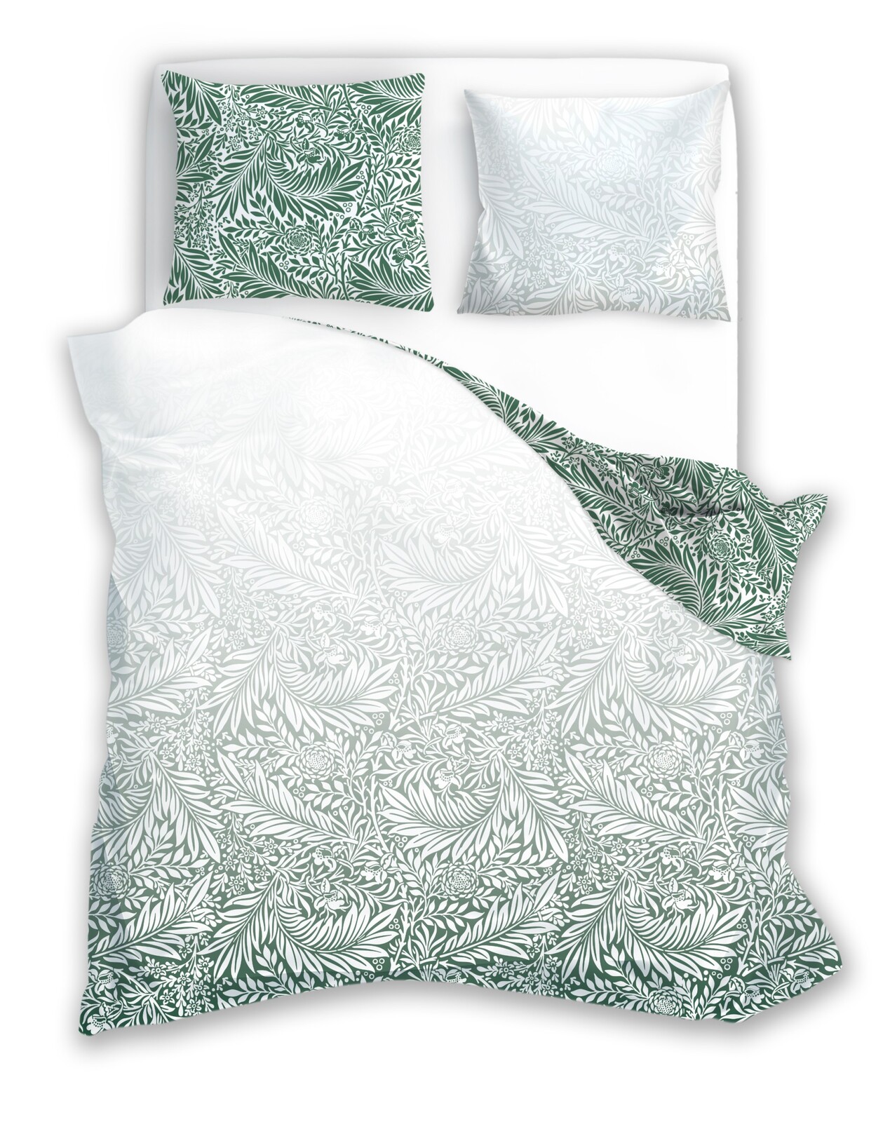Bavlněné saténové povlečení MILAGRO VERDE 010 220x200 cm + 2x 70x80 cm bílé/zelené