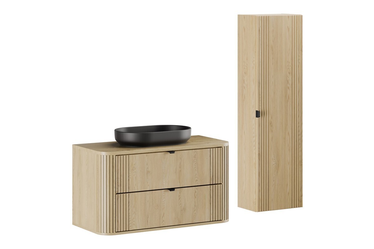 Koupelnová sestava Ovalia se skříňkami a umyvadlem 100 cm dub Cremona