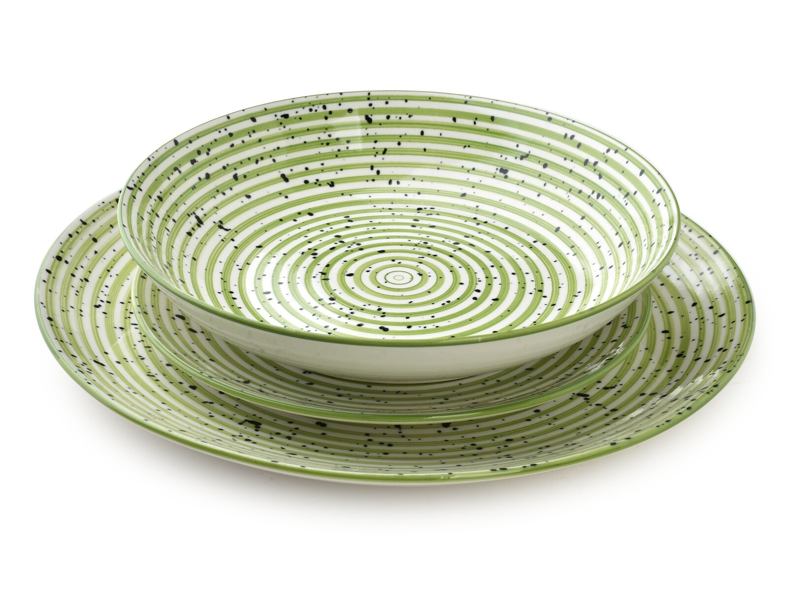 Porcelánová sada 18 ks STRIPES GREEN zelená