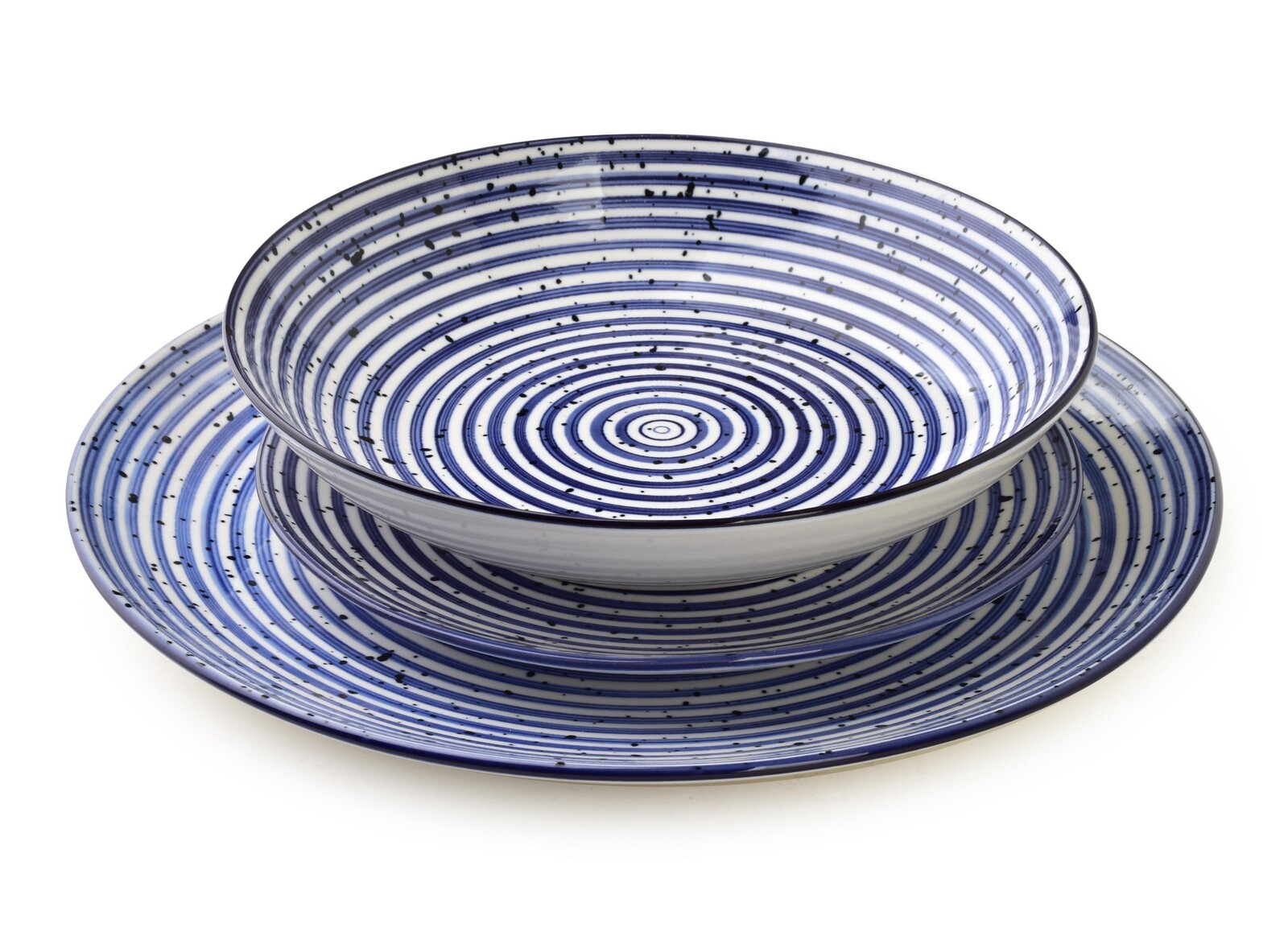 Porcelánová sada 18 ks talířů STRIPES BLUE modrá