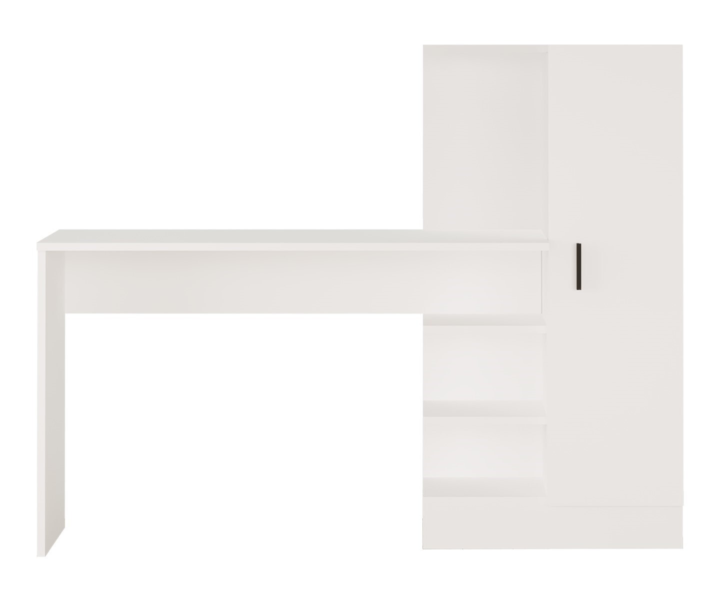 Psací stůl LAURA s vestavěnou skříňkou a policemi bílý