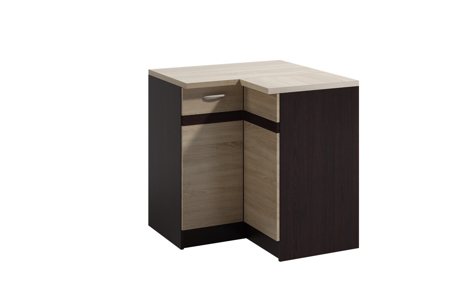 Rohová kuchyňská skříňka Livia 90 cm pravá dub sonoma/tmavě hnědá