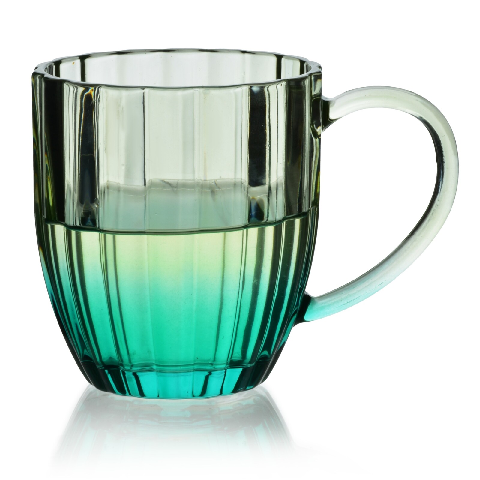Skleněný hrnek VINI 350 ml zelený/modrý