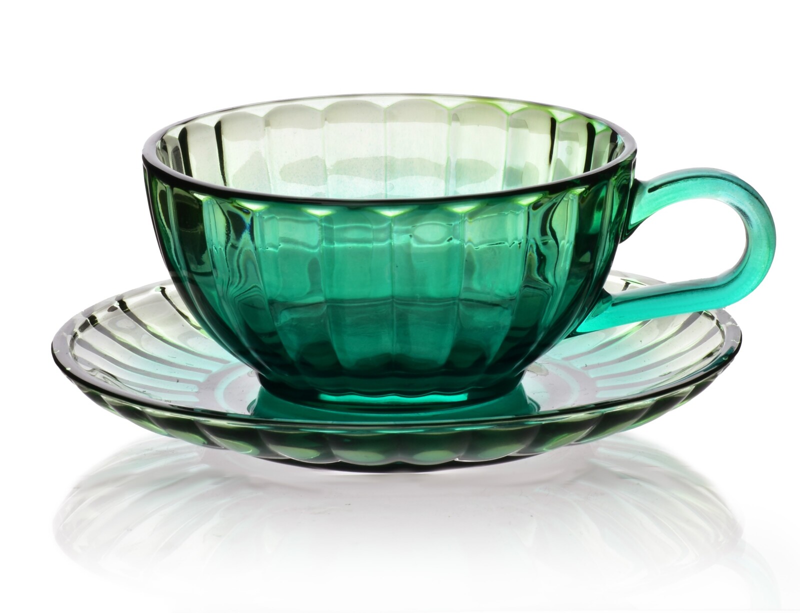 Skleněný šálek s podšálkem VINI 210 ml zelený