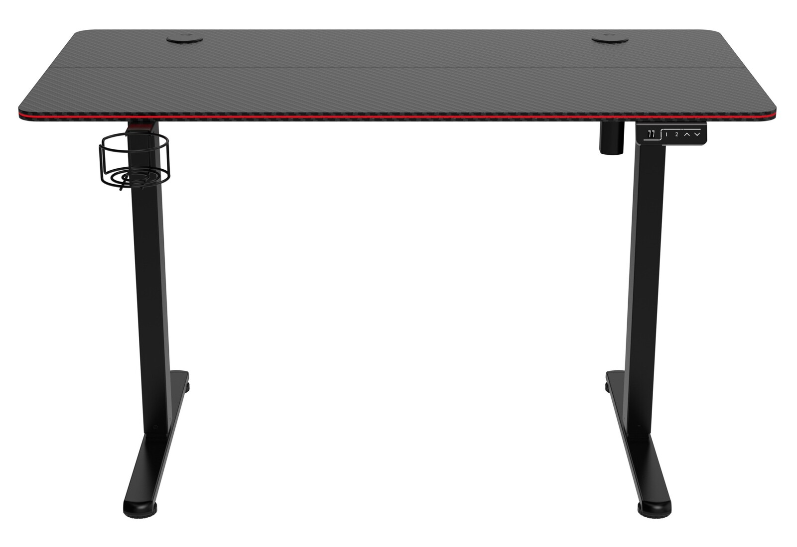 Výškově nastavitelný elektrický herní stůl  SHADOW GAMER 2.0 LED RGB 120 cm černý