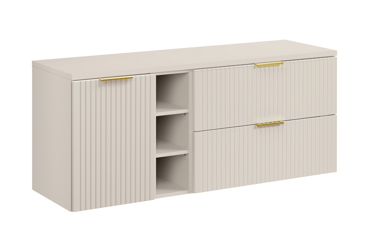 Závěsná skříňka pod umyvadlo Adele Cashmere s deskou 140 cm kašmírová