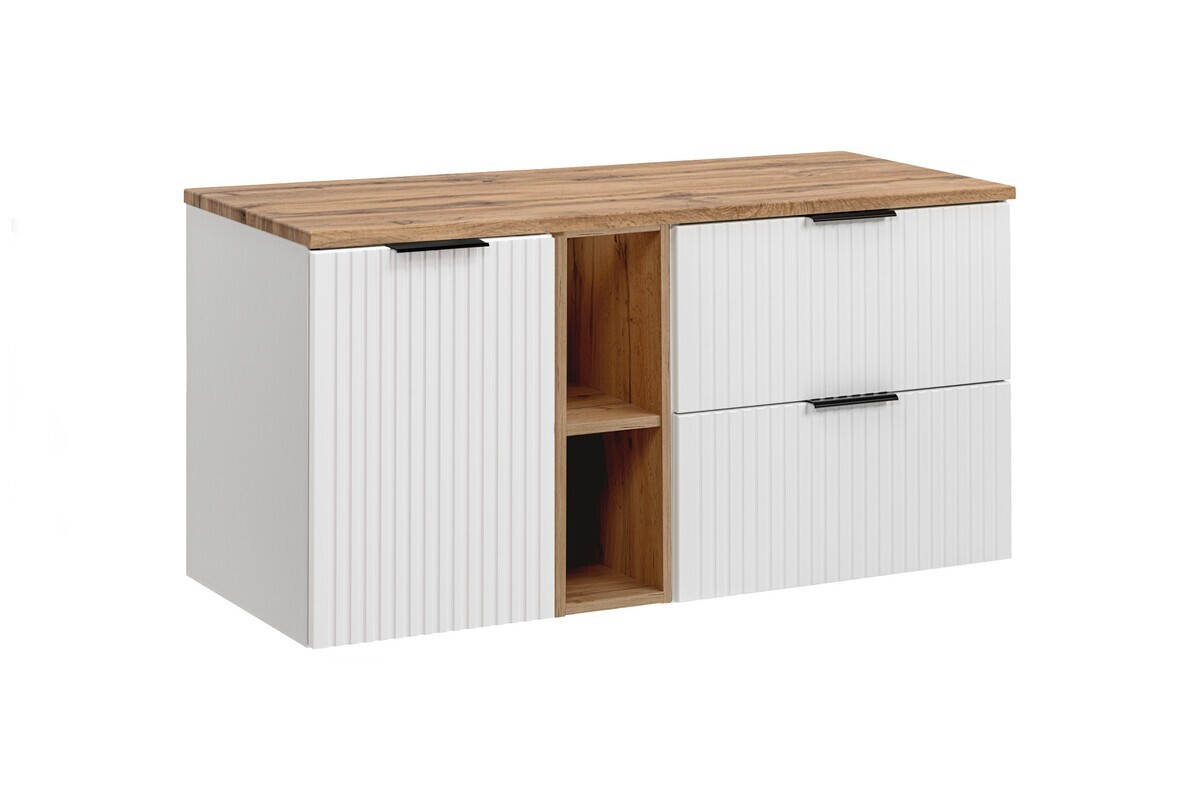 Závěsná skříňka pod umyvadlo Casad s deskou 140 cm bílá/dub evoke