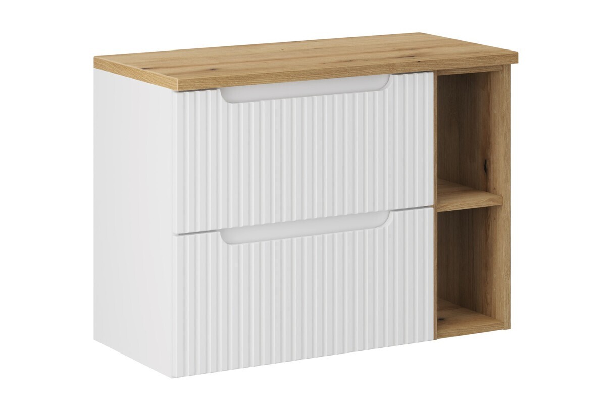 Závěsná skříňka pod umyvadlo Nova White s deskou 80 cm bílá/dub evoke