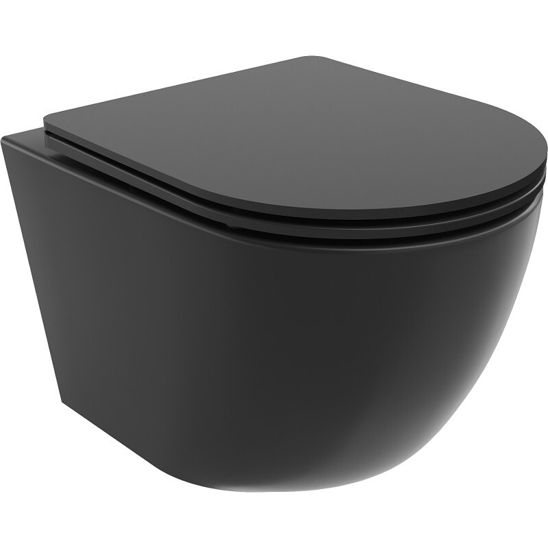 MEXEN/S - Lena Závesná WC misa Rimless Tornado vrátane sedátka s slow slim, duroplast, čierna mat 30221085T