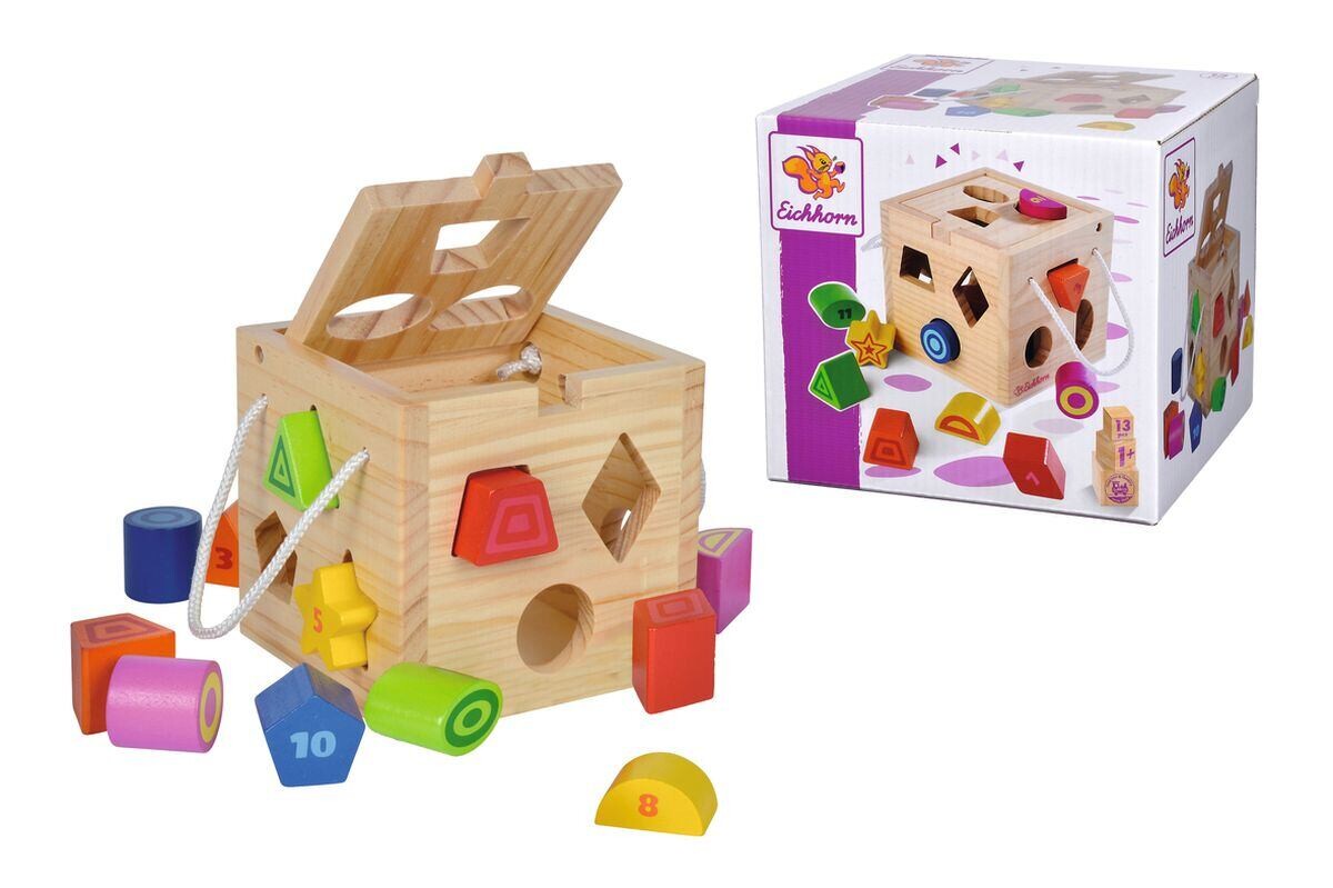 Eichhorn Drevená kocka so zastrkovacími tvarmi