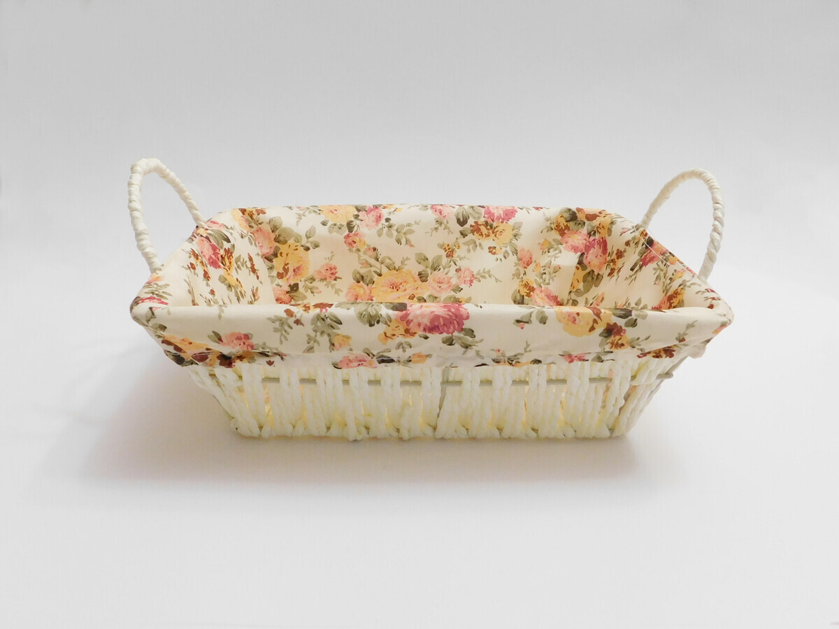 MAKRO - Košík pletený hranatý s látkou, 20x8x26,5cm