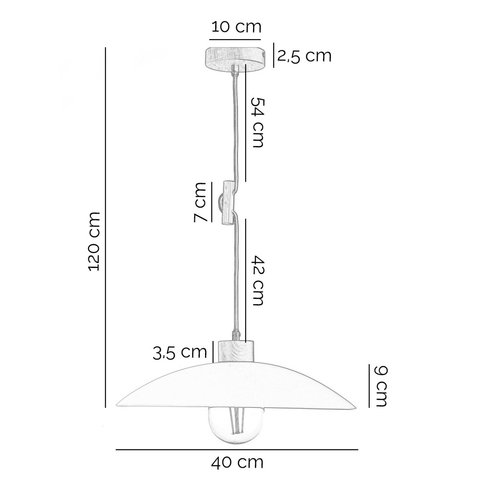 Závesné svietidlo OHANA, opálové sklo, dubové drevo, Ø 40 cm, E27