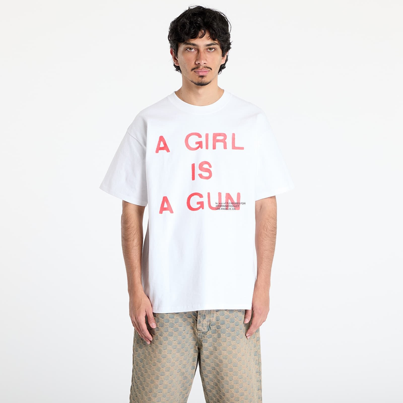 Tričko PLEASURES Girl Is A Gun T-Shirt White XXL