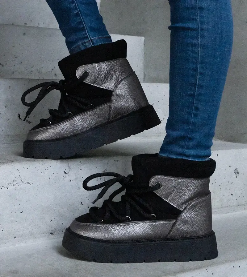 marka niezdefiniowana Čierne snehule na platforme zateplené kožušinkou Sapphi