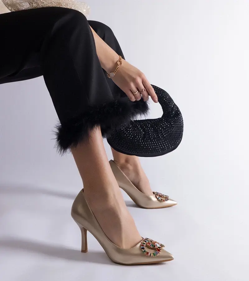 marka niezdefiniowana Zlaté lodičky zdobené farebnými kryštálmi Callsa