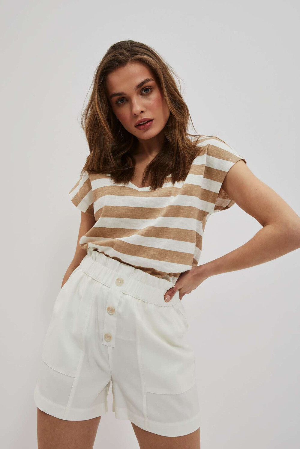 Marisse Women's Shorts L-Sh-4019 Off White