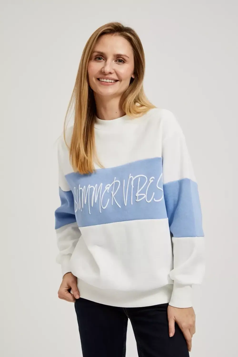 Marisse Women's Sweatshirt L-Bl-4309 Off White