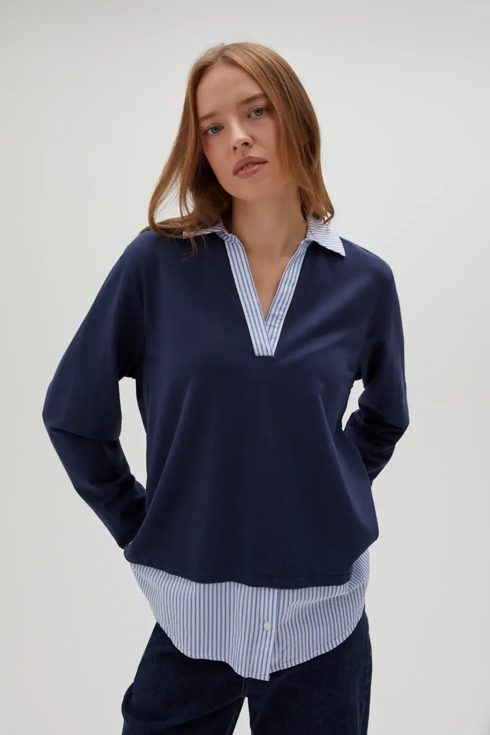 Marisse Women's Sweatshirt Z-Bl-4521 Navy