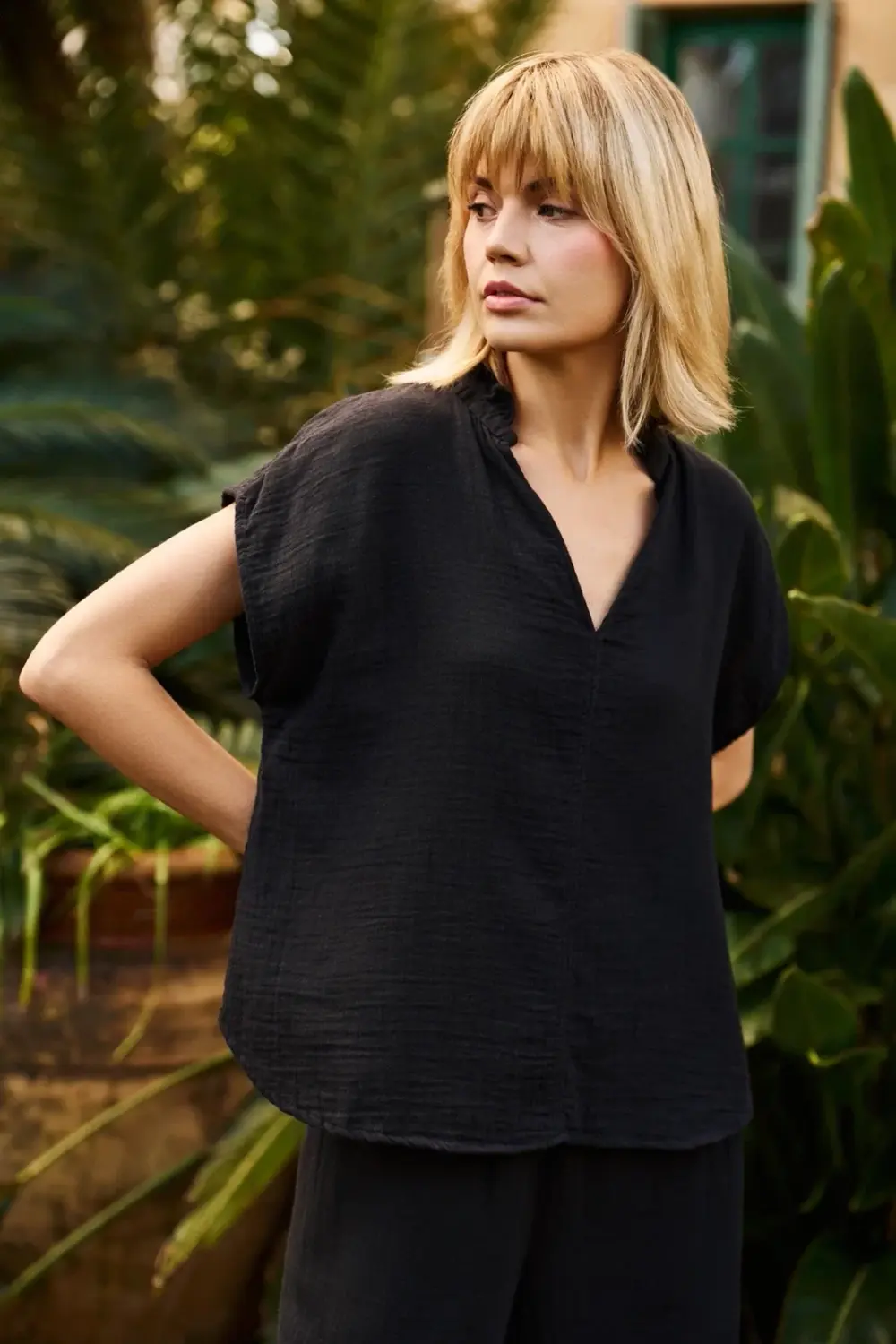 Marisse Black Cotton Shirt