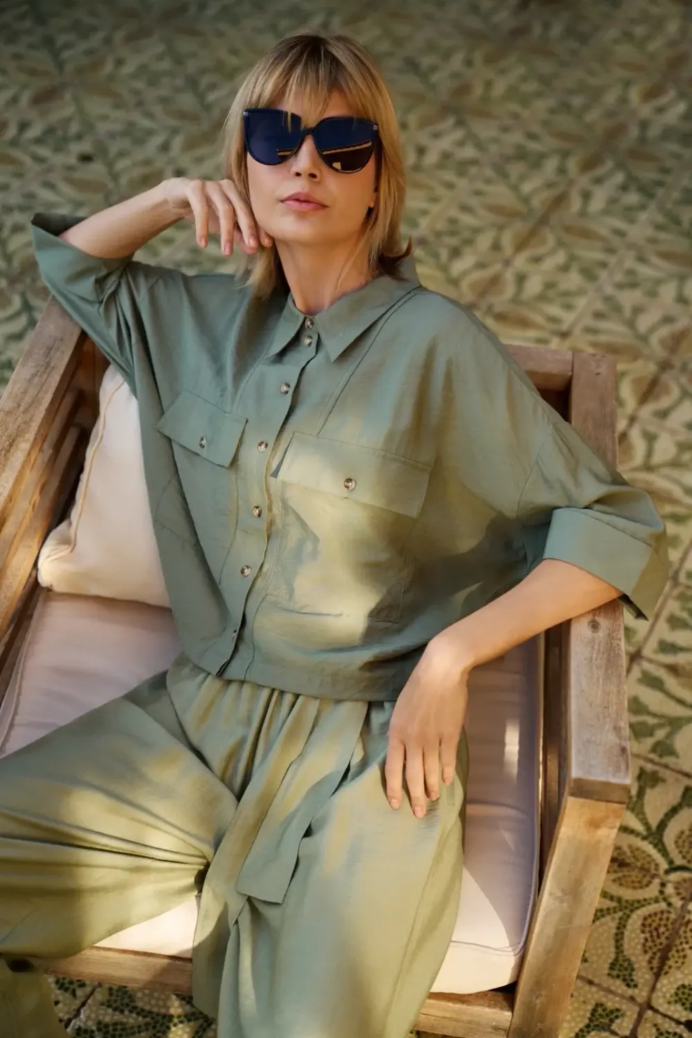 Marisse Women's Shirt L-Ko-4653 Olive