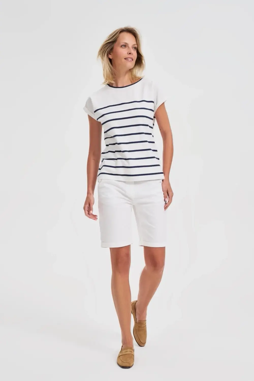 Marisse Cotton Shorts With A Belt, White