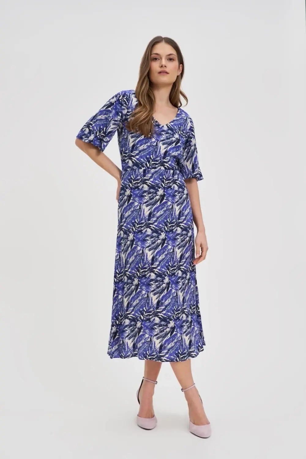 Marisse Navy Blue Viscose Midi Dress