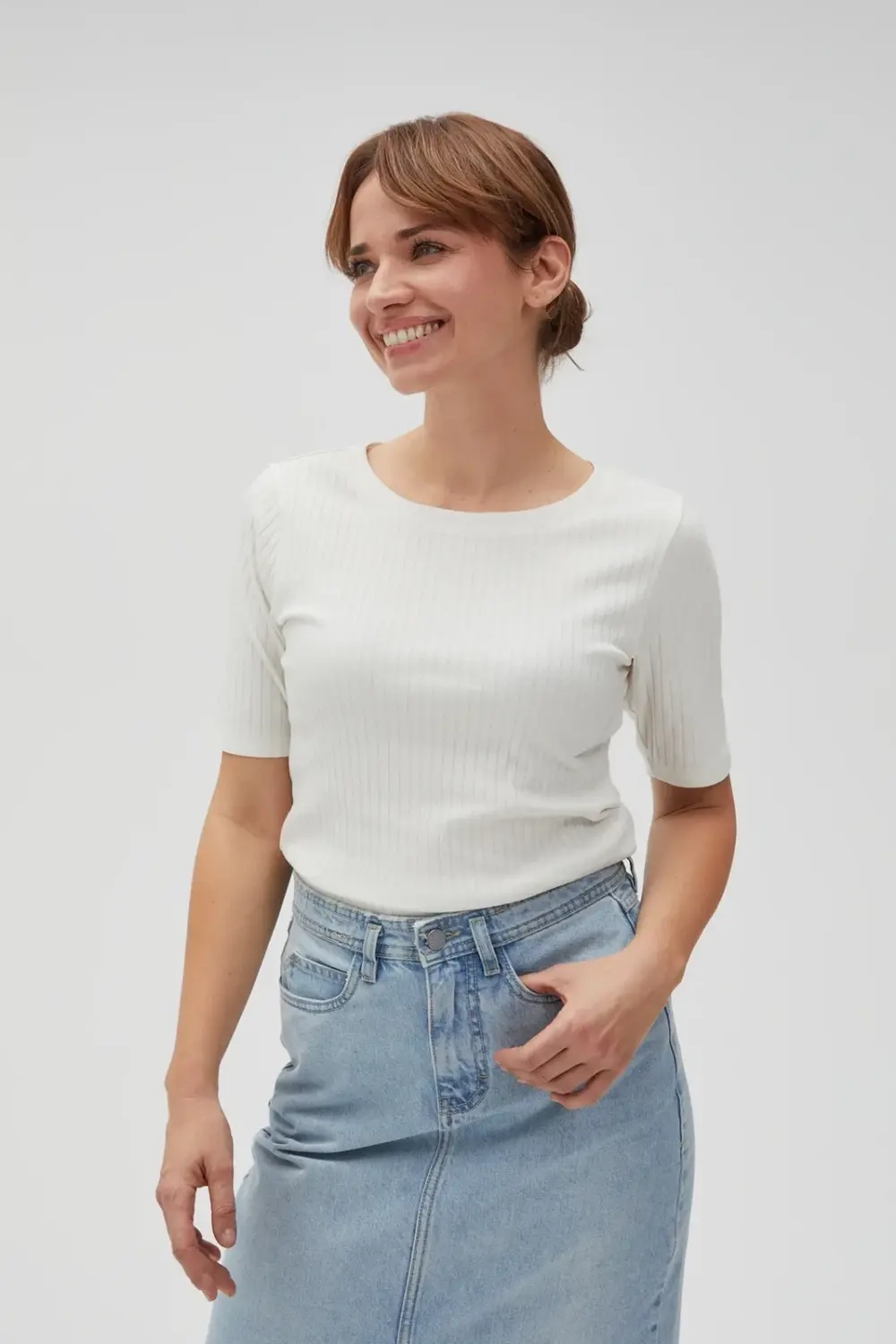 Marisse Women's T-Shirt L-Ts-4602 Off White